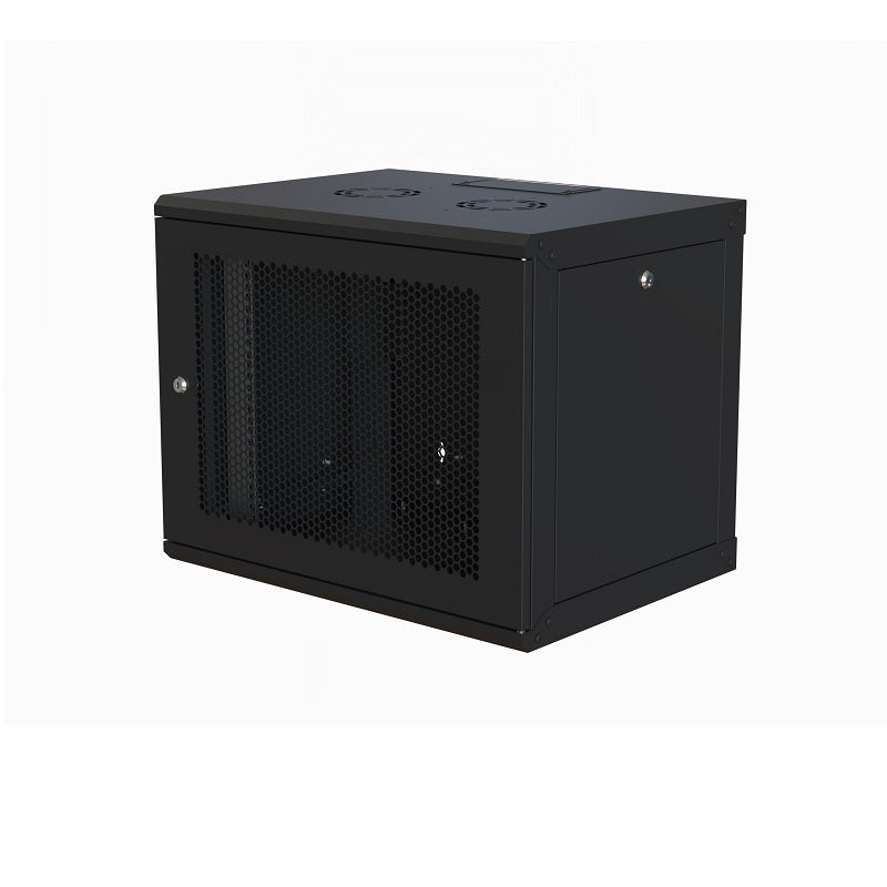 ELEGANT Rack Επιτοίχιο 16U με βάθος 450mm Black Διάτρητη πόρτα Flat Pack - (ELGW16U6045BL911D) - sentinet.gr