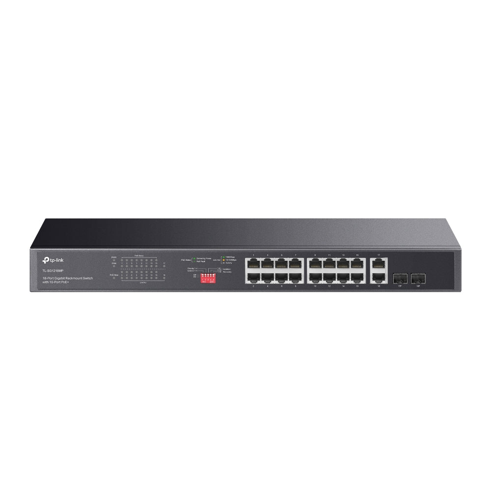 TP-Link TL-SG1218MP v5.0, 18-Port Gigabit Rackmount Switch with 16 PoE+ and 2x combo gigabit SFP slots - sentinet.gr