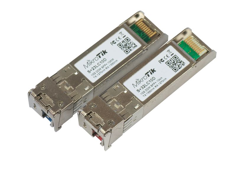 MikroTik S+2332LC10D, pair of SFP+ (10Gbit) modules, 10km, for single optical cable - sentinet.gr