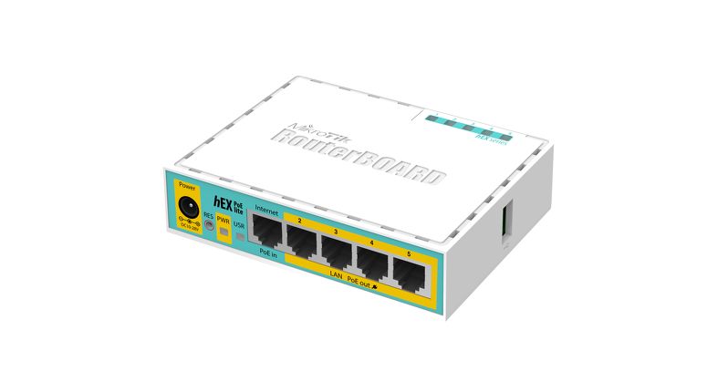 MikroTik RB750UPr2, hEX PoE lite, 650MHz, 64MB, 5xEthernet, PoE output for four ports, USB, L4 - sentinet.gr