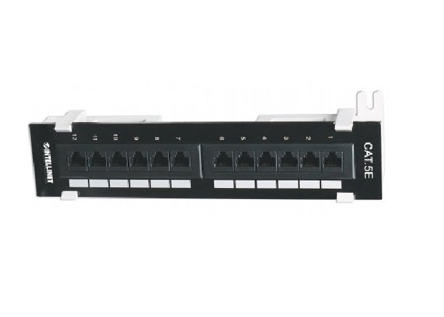 Intellinet PATCHPANEL 12 PORT CAT5e UTP ΜΑΥΡΟ ΕΠΙΤΟΙΧΟ - (162470) - sentinet.gr