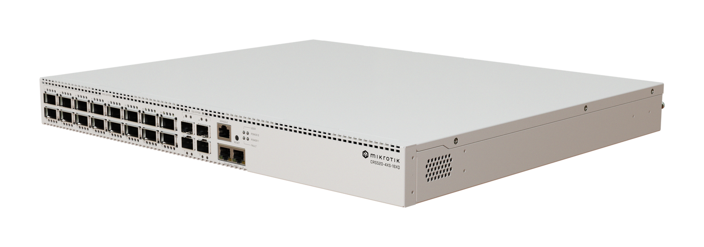 MikroTik CRS520-4XS-16XQ-RM, Quad Core 2GHz, 4GB, 2x10G Ethernet, 4x25G SFP28, 16x100G QSFP28, 1xEthernet, Dual PSU, L5 - sentinet.gr