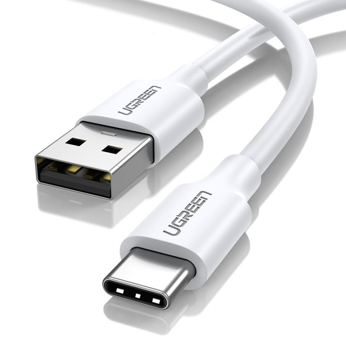 UGREEN US287-60121, USB 2.0 Cable USB-C Male to USB-A Male White 3A 1m - sentinet.gr