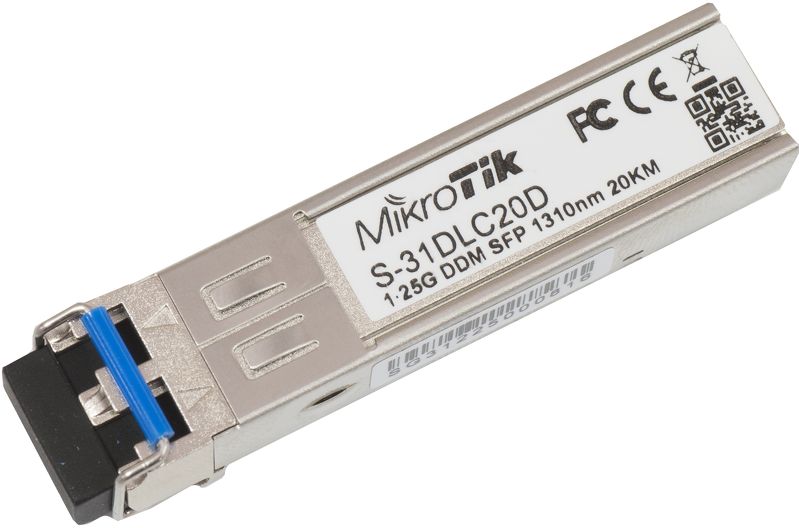 MikroTik S-31DLC20D, SFP (1.25G) module, 20km, Single Mode - sentinet.gr