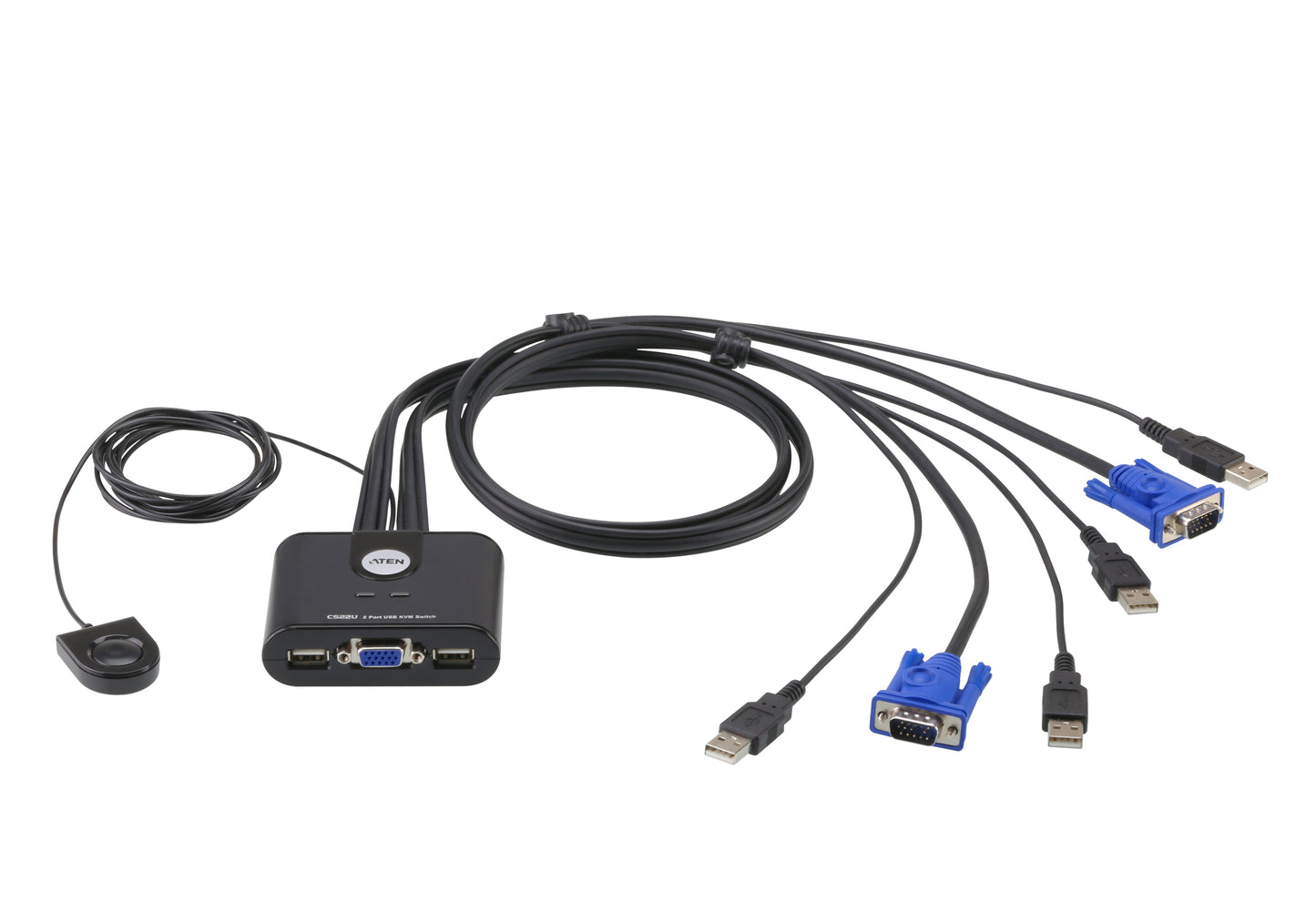 Aten CS22U, 2-Port USB VGA Cable KVM Switch with Remote Port Selector - sentinet.gr