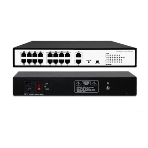 FOLKSAFE FS-S1016EP-2G, 18-Port 10/100Mbps Switch with 16-Port PoE+ for IP Cameras - sentinet.gr