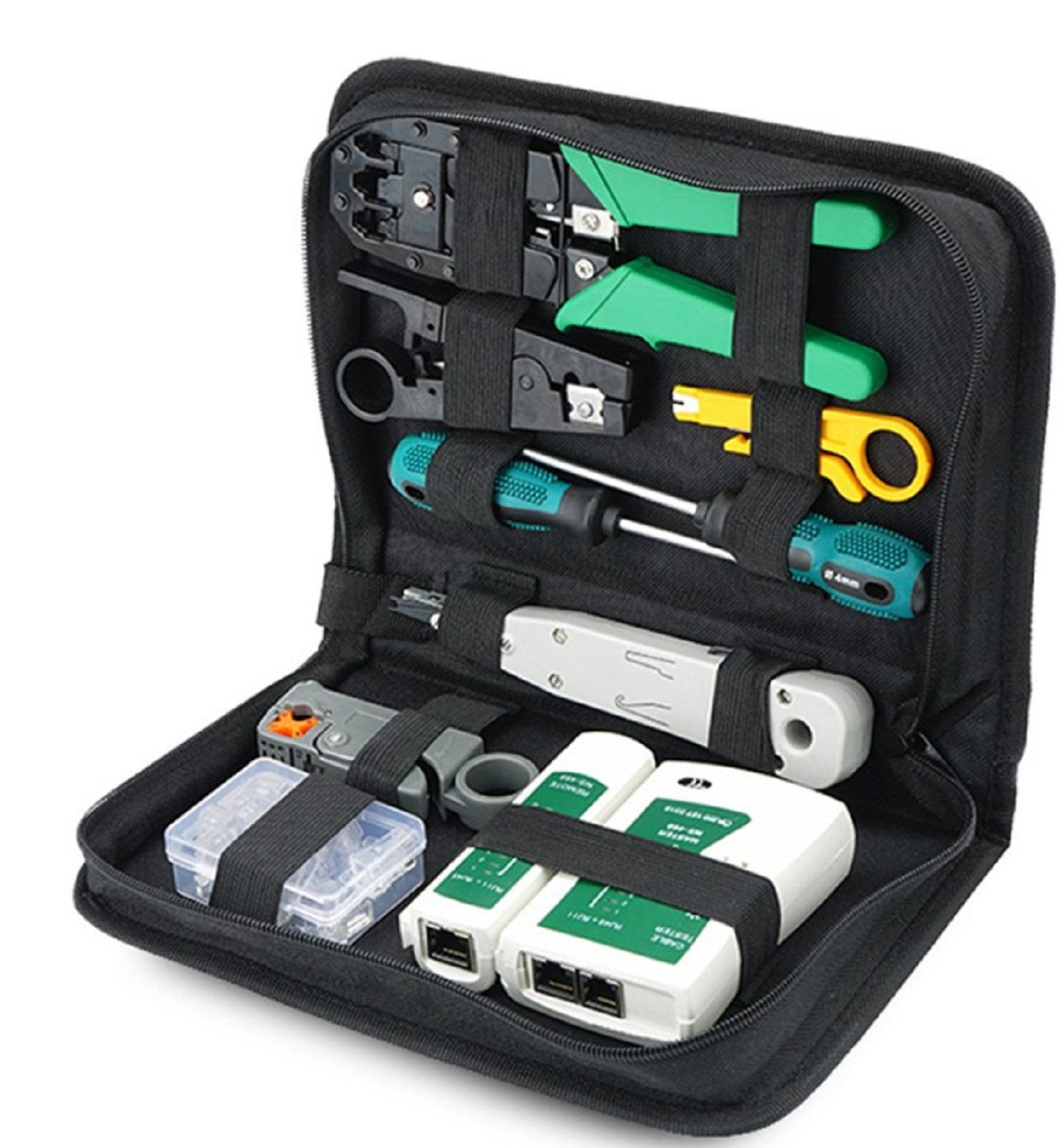 Computer Network Repair Tool Kit LAN Cable Tester Wire Cutter Screwdriver Pliers Crimping Maintenance Tool Set Bag - sentinet.gr