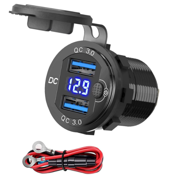 Dual QC3.0 Car Charger Cigarette Lighter Socket Waterproof - sentinet.gr