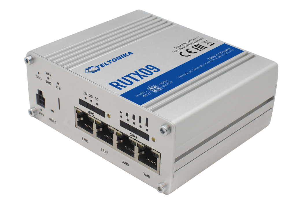 Teltonika RUTX09 Industrial Grade 4G LTE Cat6 Dual SIM Router - sentinet.gr