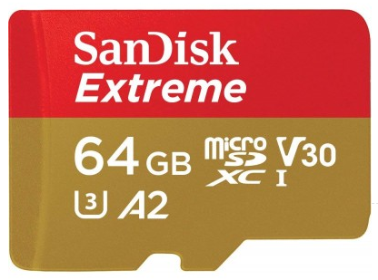 SanDisk Extreme microSDXC 64GB+SD Adapter V30 UHS-I U3 A2 (SDSQXAH-064G-GN6MA) - sentinet.gr