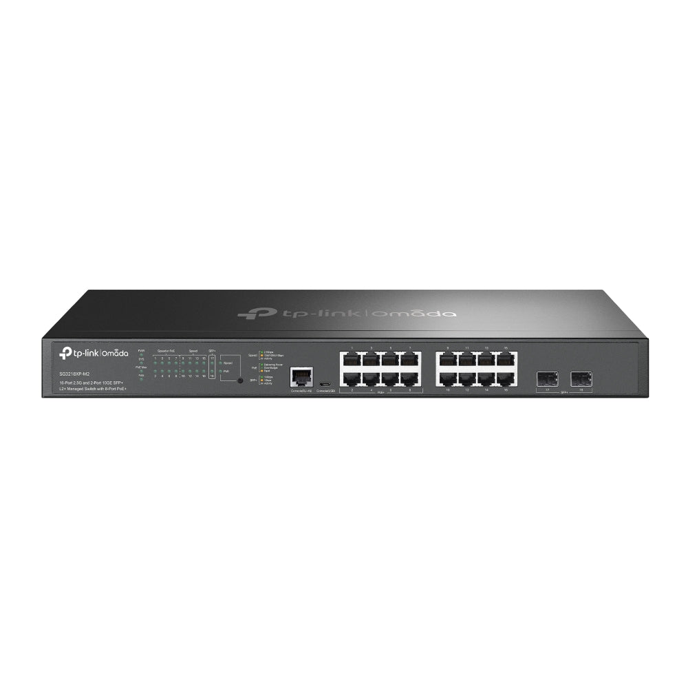 TP-Link SG3218XP-M2 v1.0, Omada 16-Port 2.5G and 2-Port 10GE SFP+ L2+ Managed Switch with 8-Port PoE+ - sentinet.gr
