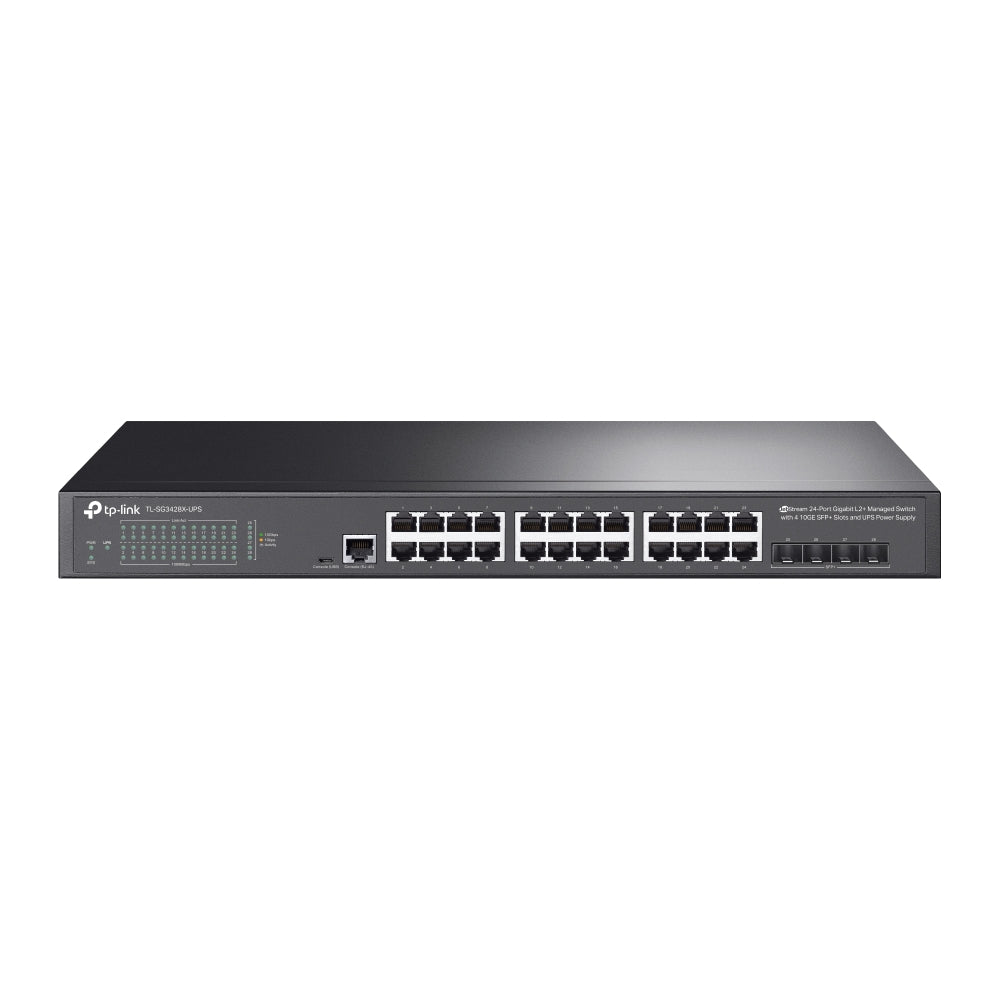 TP-Link TL-SG3428X-UPS v1.0, JetStream 24-Port Gigabit L2+ Managed Switch with 4 10GE SFP+ Slots and UPS Power Supply - sentinet.gr
