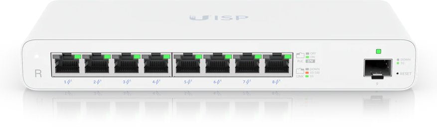 Ubiquiti UISP-R, UISP Router, Dual-core 880MHz, 8xGigabit Passive PoE, 1xSFP, 110W - sentinet.gr