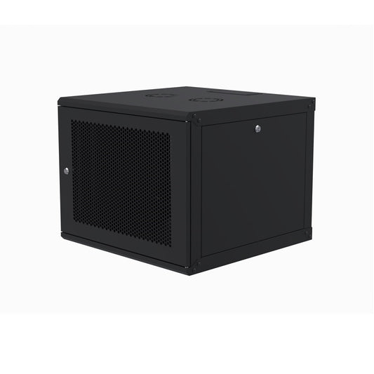 ELEGANT Rack Επιτοίχιο 16U με βάθος 600mm Black Διάτρητη πόρτα Flat Pack - (ELGW16U6060BL911D) - sentinet.gr