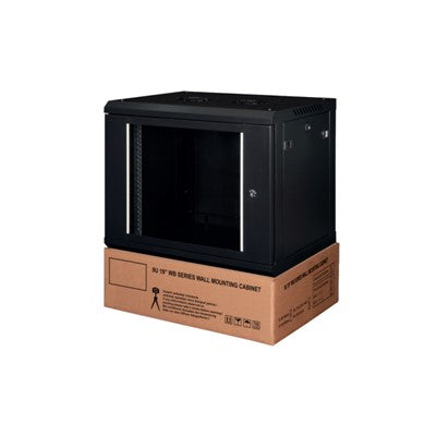 STEEL Επίτοιχη καμπίνα 12U με βάθος 450mm Μαύρη - (STEEL-12U6045-BL-F) - sentinet.gr