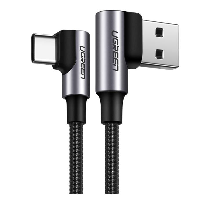 UGREEN US176-20856, Right Angle USB-A to USB-C Cable (SpaceGray) 3A 1m - sentinet.gr