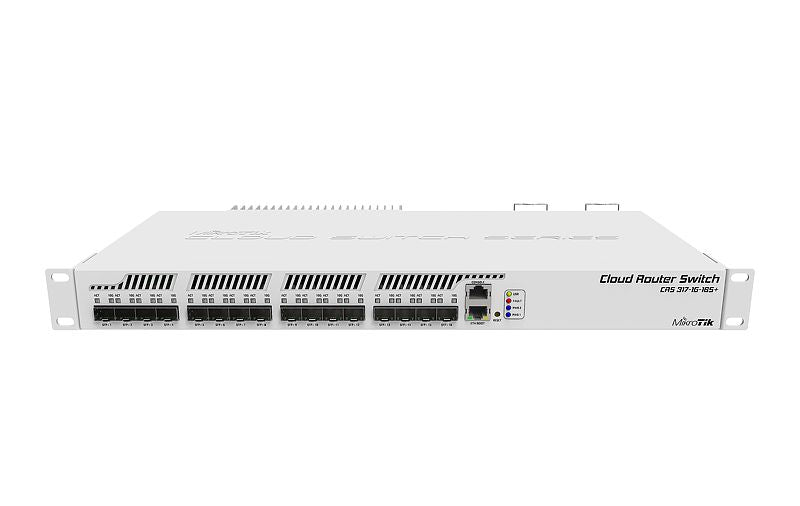 MikroTik CRS317-1G-16S+RM, Dual Core 800MHz, 1GB, 1xGigabit, 16xSFP+, Dual PSU, L6 - sentinet.gr