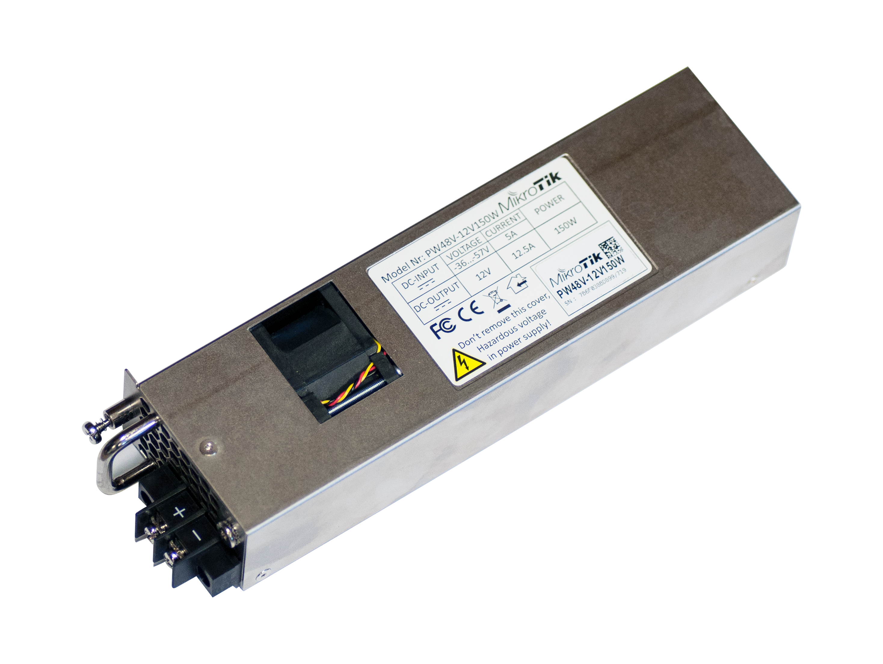 MikroTik PW48V-12V150W, Hot Swap -48V DC telecom power supply for CCR1072, CCR2216 and CRS518 - sentinet.gr