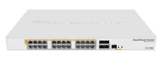 MikroTik CRS328-24P-4S+RM, Dual Core 800MHz, 512MB, 24xGigabit, 4xSFP+, 24x PoE+ 802.3at/af and 24V Passive PoE, L5 - sentinet.gr