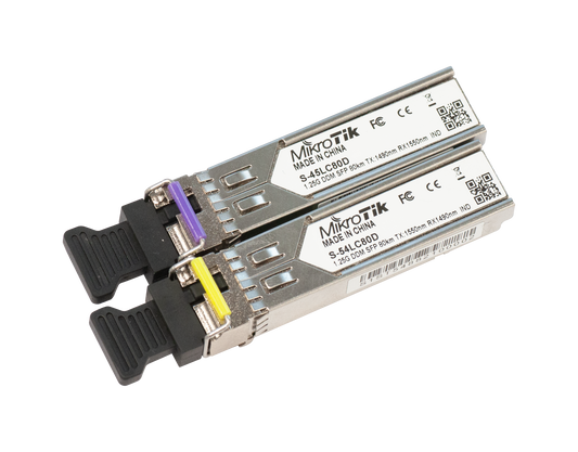 MikroTik S-4554LC80D, Pair of SFP 1.25G module for 80km links with Single LC-connectors, Single Mode - sentinet.gr