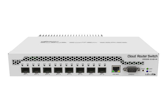 MikroTik CRS309-1G-8S+IN, Dual Core 800MHz, 512MB, 8xSFP+, 1xGigabit, PoE in 802.3af/at, L5 - sentinet.gr