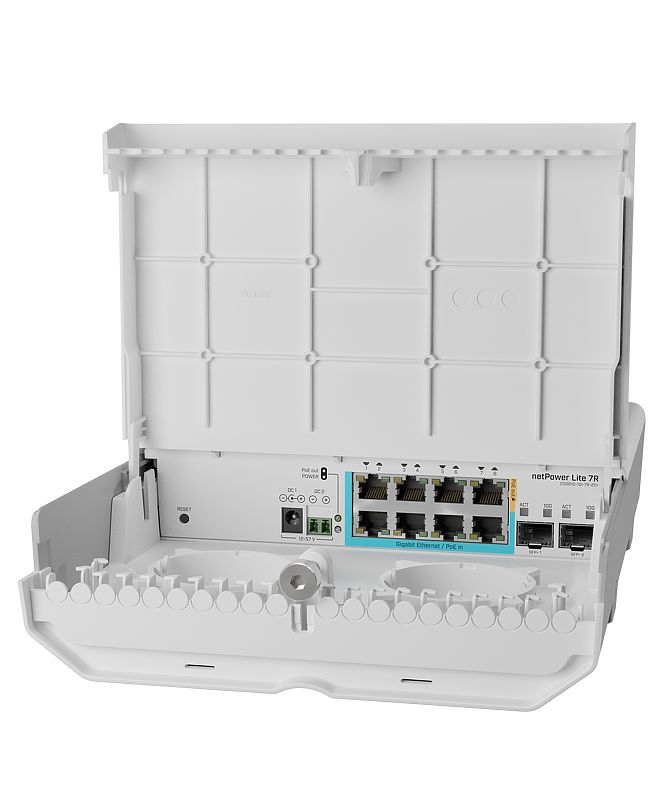 MikroTik CSS610-1Gi-7R-2S+OUT, netPower Lite 7R, 7xGigabit Reverse PoE, 1xGigabit PoE Out, 2x SFP+, SwitchOS - sentinet.gr