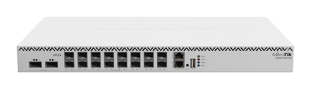 MikroTik CRS518-16XS-2XQ-RM, 650MHz, 64MB, 16x25G SFP28, 2x100G QSFP28, Dual PSU, L6 - sentinet.gr