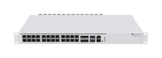MikroTik CRS326-4C+20G+2Q+RM, 650MHz, 128MB, 1xEthernet, 20x2.5G Ethernet, 2x10G Combo Ethernet/ SFP+, 4xQSFP+ 40G, Dual PSU, L6 - sentinet.gr