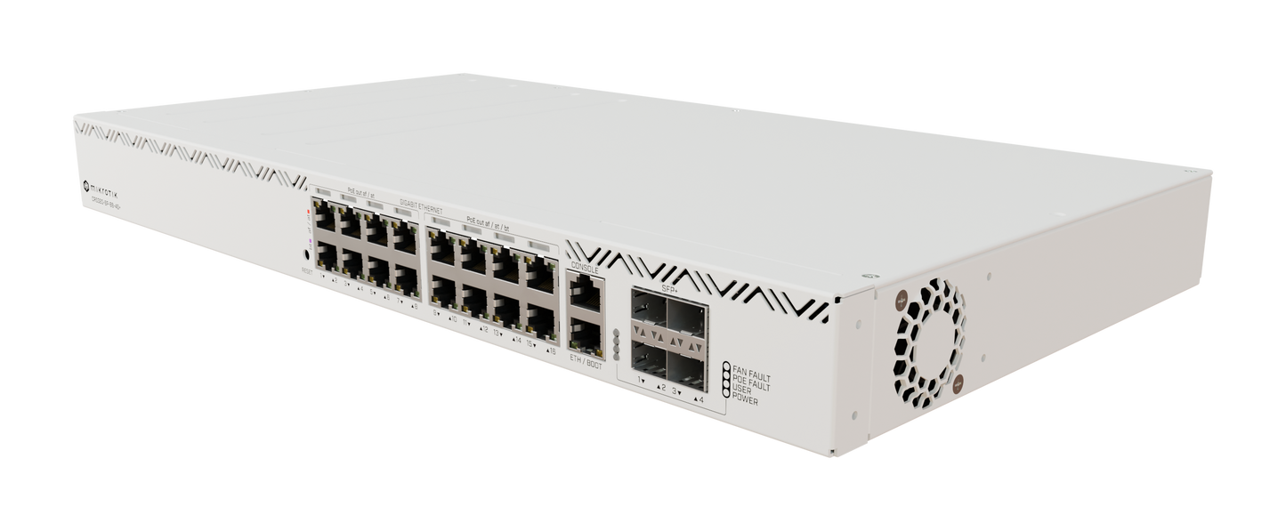 MikroTik CRS320-8P-8B-4S+RM, Dual Core 800MHz, 256MB, 17xGigabit, 4xSFP+, 8xPoE+ 802.3af/at, 8xPoE++ 802.3bt, 963W, L5 - sentinet.gr