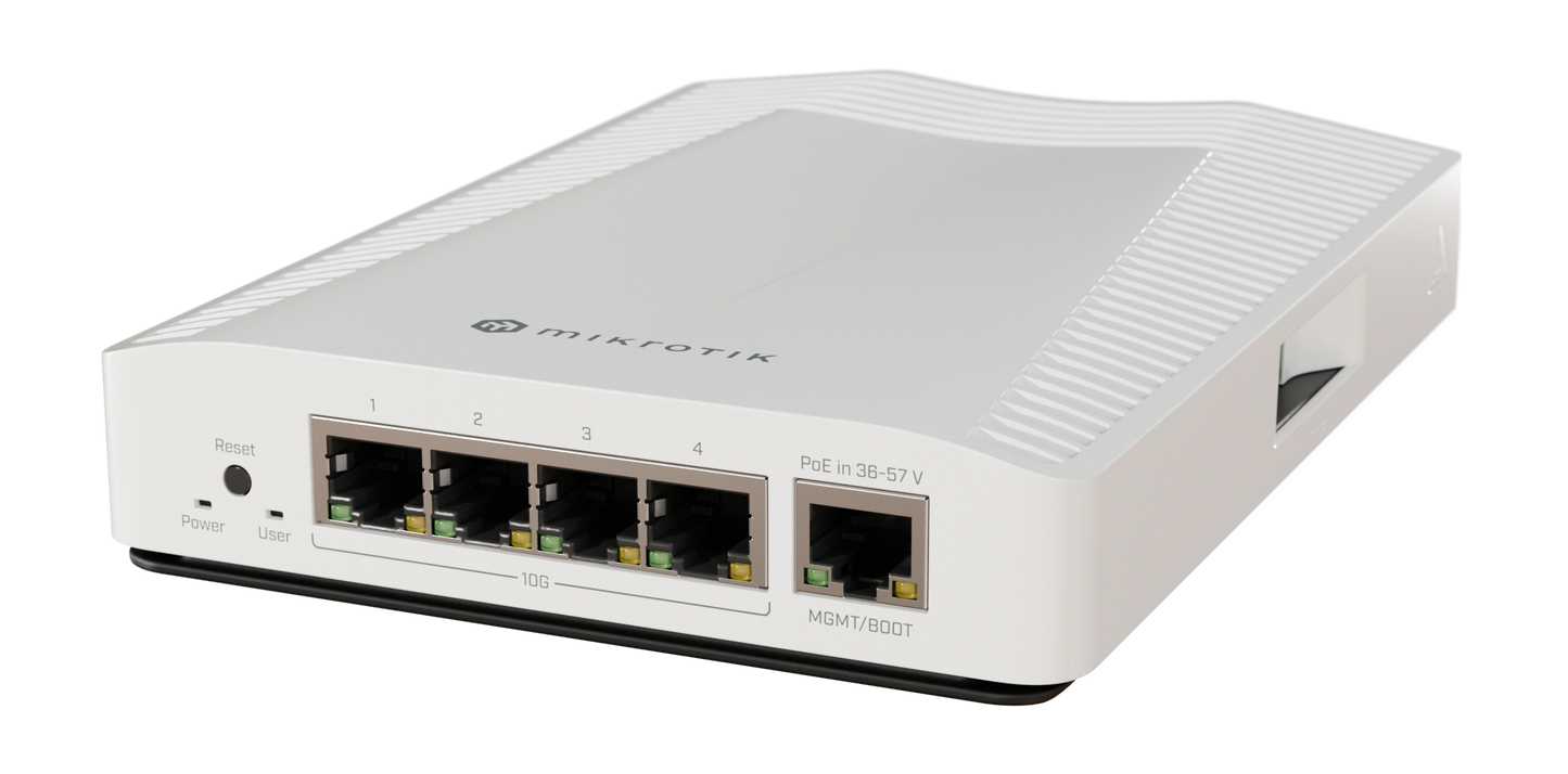 MikroTik CRS304-4XG-IN, Dual Core 1.2GHz, 512MB, 4x10G Ethernet, 1xGigabit, PoE in 802.3af/at, 2x DC jack for redundancy, Din Rail, L5 - sentinet.gr