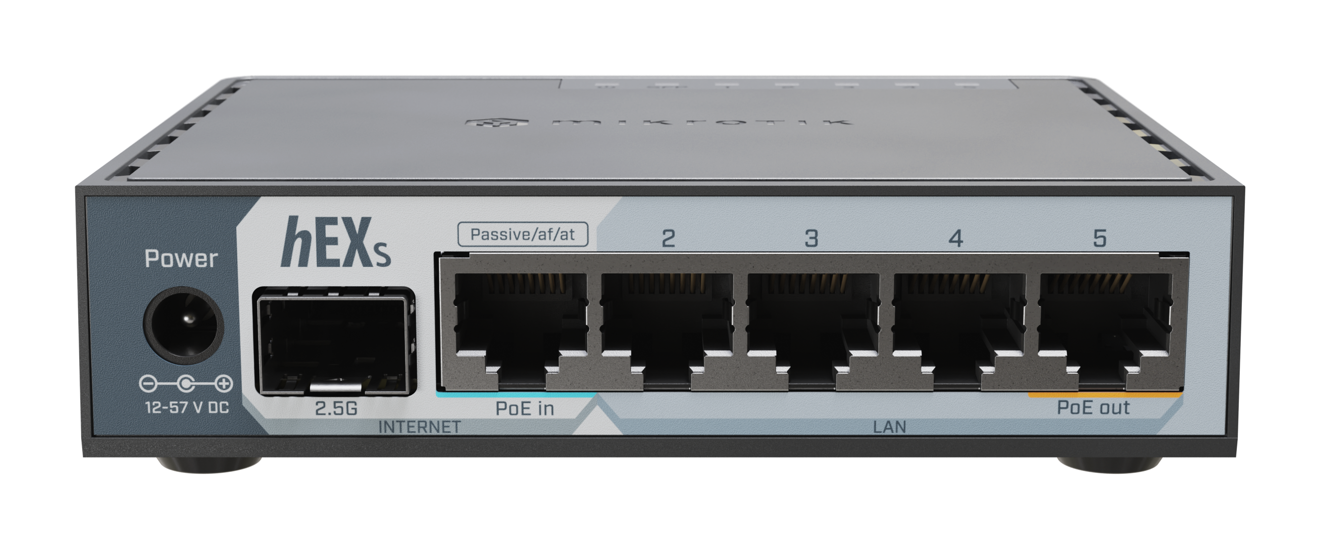 MikroTik E60iUGS, hEX S (2025), Dual Core 950MHz, 512MB, 5xGigabit, 1x2.5G SFP, USB, PoE-in, PoE-out, L4 - sentinet.gr