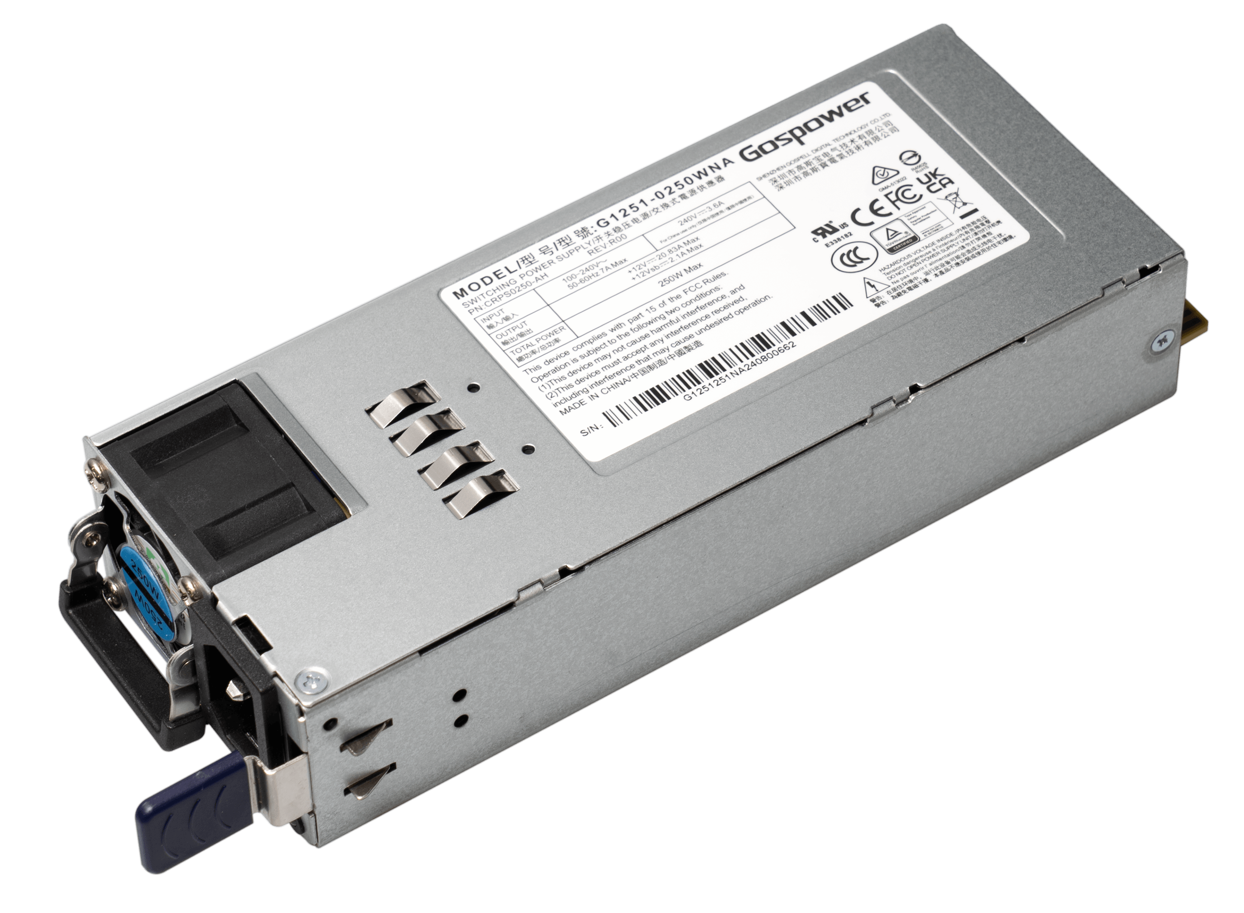 MikroTik G1251-0250WNA, Replacement 250W hot-swap power supply for the CRS812 DDQ - sentinet.gr