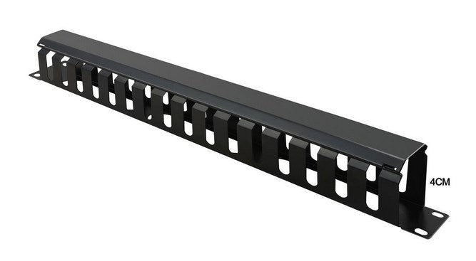 VALUE Covered Cable Organizer 1U 4x4cm RAL 9005 - (26.99.0304) - sentinet.gr