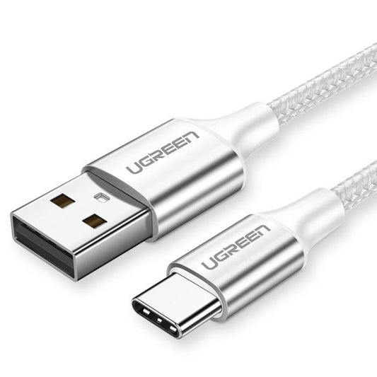 UGREEN US288-60133, Braided USB 2.0 Cable USB-C Male to USB-A Male Silver 3A 2m - sentinet.gr