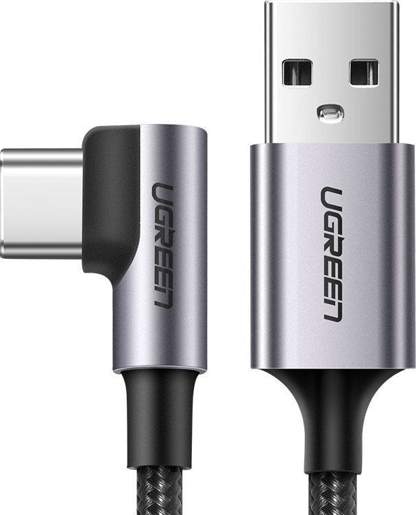 UGREEN US284-70255, Angle (90°) Braided USB 2.0 Cable USB-C Male to USB-A Male Black 3A 3m - sentinet.gr