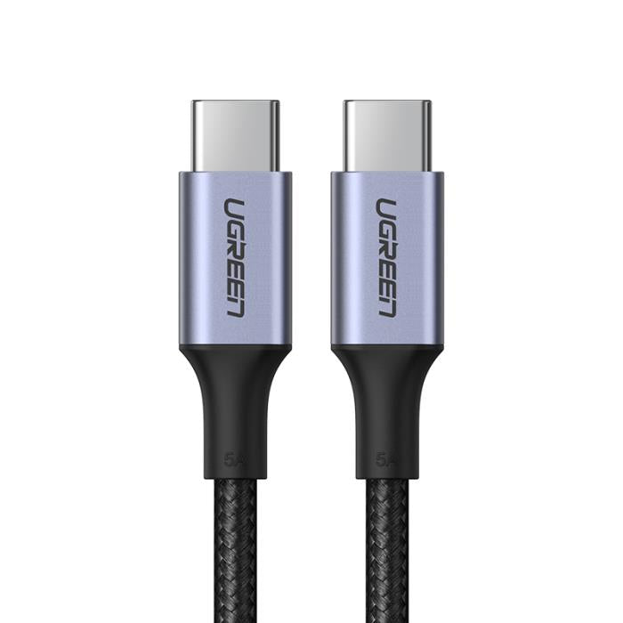 UGREEN US316-70427, Braided USB 2.0 Cable USB-C Male to USB-C Male Black PD 100W 5A 1m - sentinet.gr