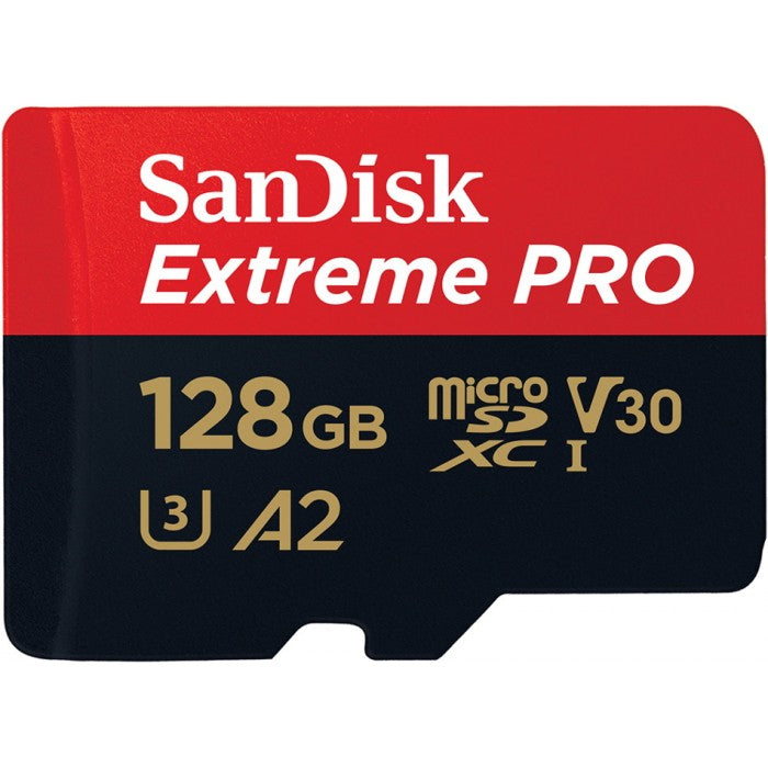 SanDisk Extreme PRO microSDXC 128GB + SD Adapter V30 UHS-I U3 A2 (SDSQXCD-128G-GN6MA) - sentinet.gr