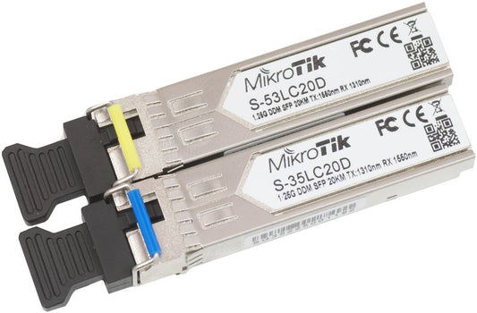 MikroTik S-3553LC20D, Two SFP (1.25G) module kit, 20km, Single Mode - sentinet.gr
