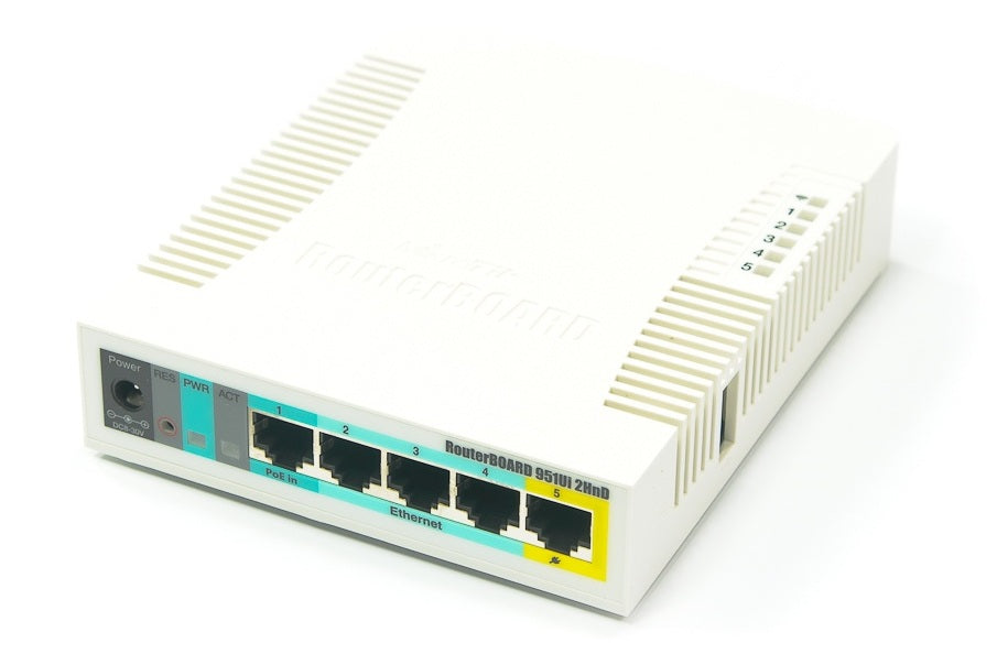 MikroTik RB951Ui-2HnD, 2.5dBi, 30dBm, 600MHz, 128MB, 2.4GHz, 5xEthernet, PoE out, USB, L4 - sentinet.gr