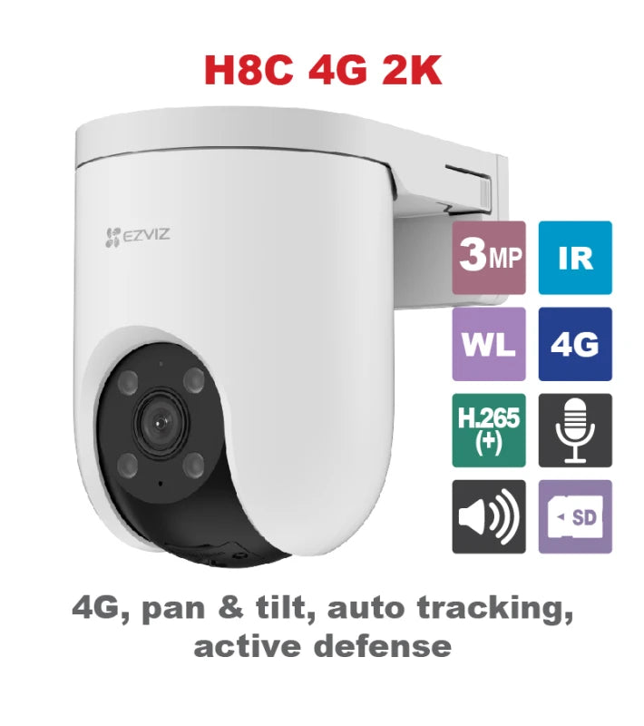 EZVIZ H8c 4G 2K Pan & Tilt Outdoor 4G Camera - sentinet.gr
