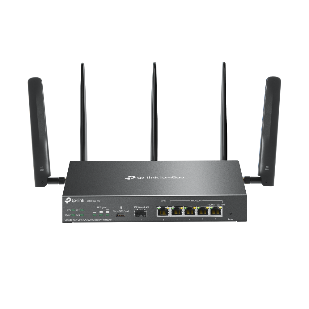 TP-Link ER706W-4G v1.0, Omada 4G+ Cat6 AX3000 Gigabit VPN Router - sentinet.gr