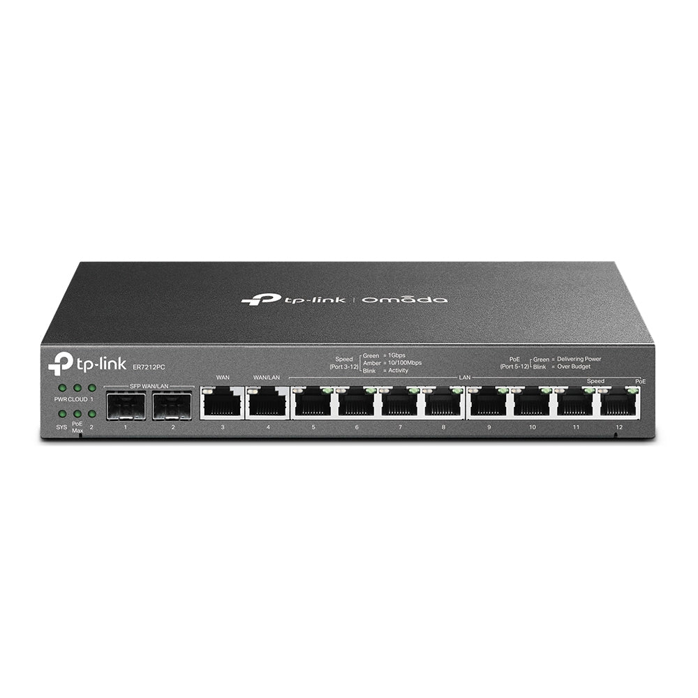 TP-Link ER7212PC v1.0, Omada Multi-Wan Gigabit VPN Router & Controller, 10xGigabit, 2x SFP, 8xPoE+, 110W - sentinet.gr