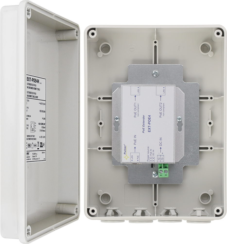 PULSAR EXT-POE4H, Outdoor Ethernet PoE Repeater 1in - 2out - sentinet.gr