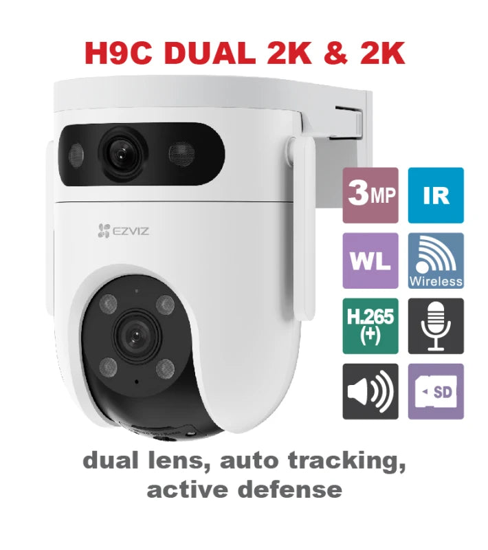 EZVIZ H9C Dual 2K Pan & Tilt Outdoor Wi-Fi Camera - (CS-H9c-R100-8H33WKFL) - sentinet.gr