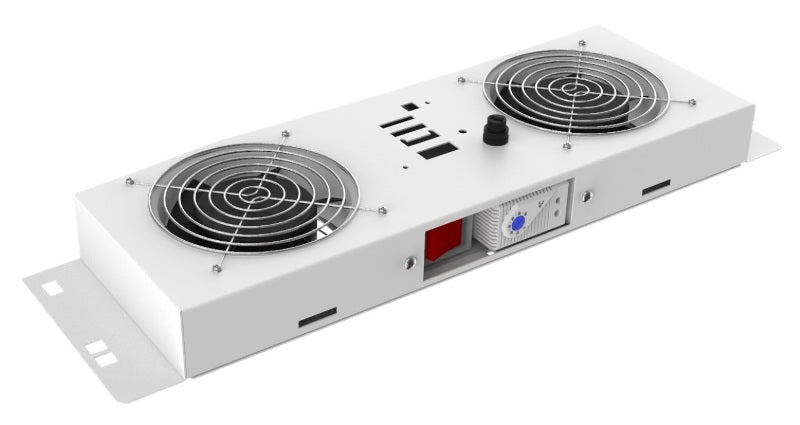 MIRSAN Σετ ανεμιστήρα x2, με θερμοστάτη για επίτοιχο rack Λευκό - (FAN2WT.02) - sentinet.gr