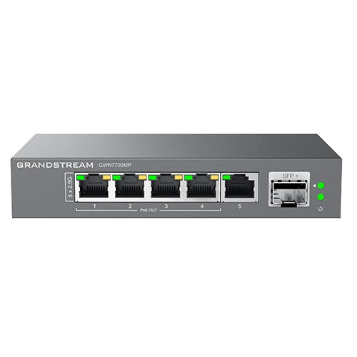 Grandstream GWN7700MP, 5-Port 2.5G Multi-Gigabit Unmanaged PoE Switch with 4-Port PoE+ and 1x SFP+ Port - sentinet.gr