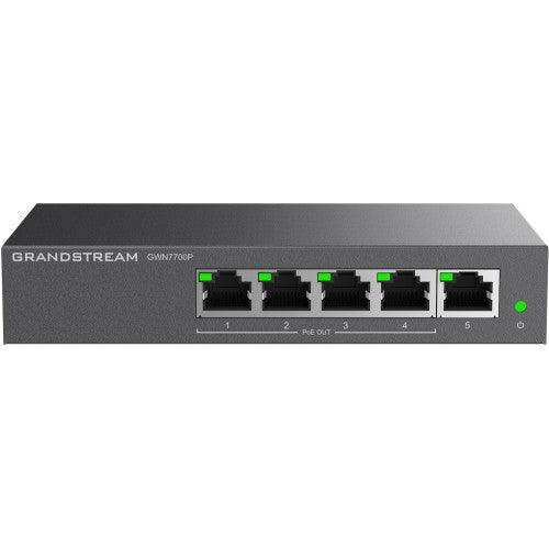 Grandstream GWN7700P, 5-Port Gigabit Unmanaged PoE Switch with 4-Port PoE+ - sentinet.gr