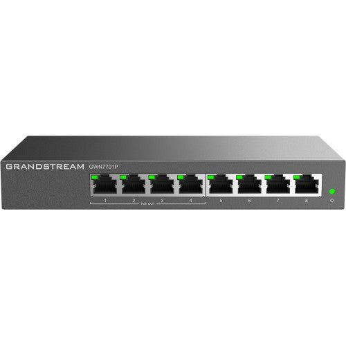 Grandstream GWN7701P, 8-Port Gigabit Unmanaged PoE Switch with 4-Port PoE+ - sentinet.gr
