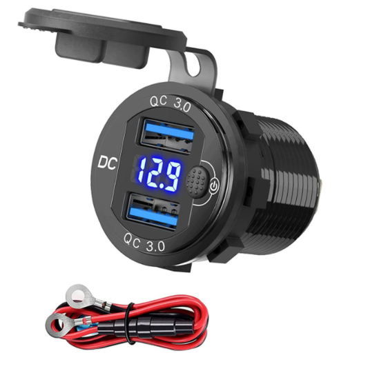 Dual QC3.0 Car Charger Cigarette Lighter Socket Waterproof - sentinet.gr