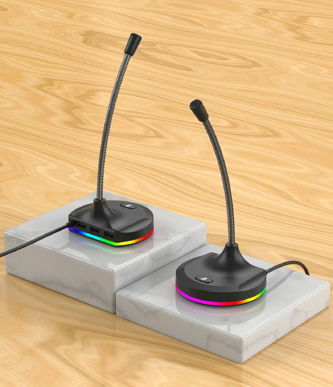 Microphone with 3 USB2.0 port + RGB (Black) - sentinet.gr